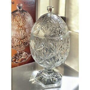 Vintage Katya Luminarc Heavy Crystal 9" Pedestal Domed Egg Candy Dish with Lid